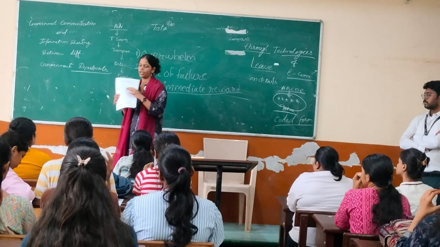 An IEC facilitator addressing students at Shriniwas Bagarka College