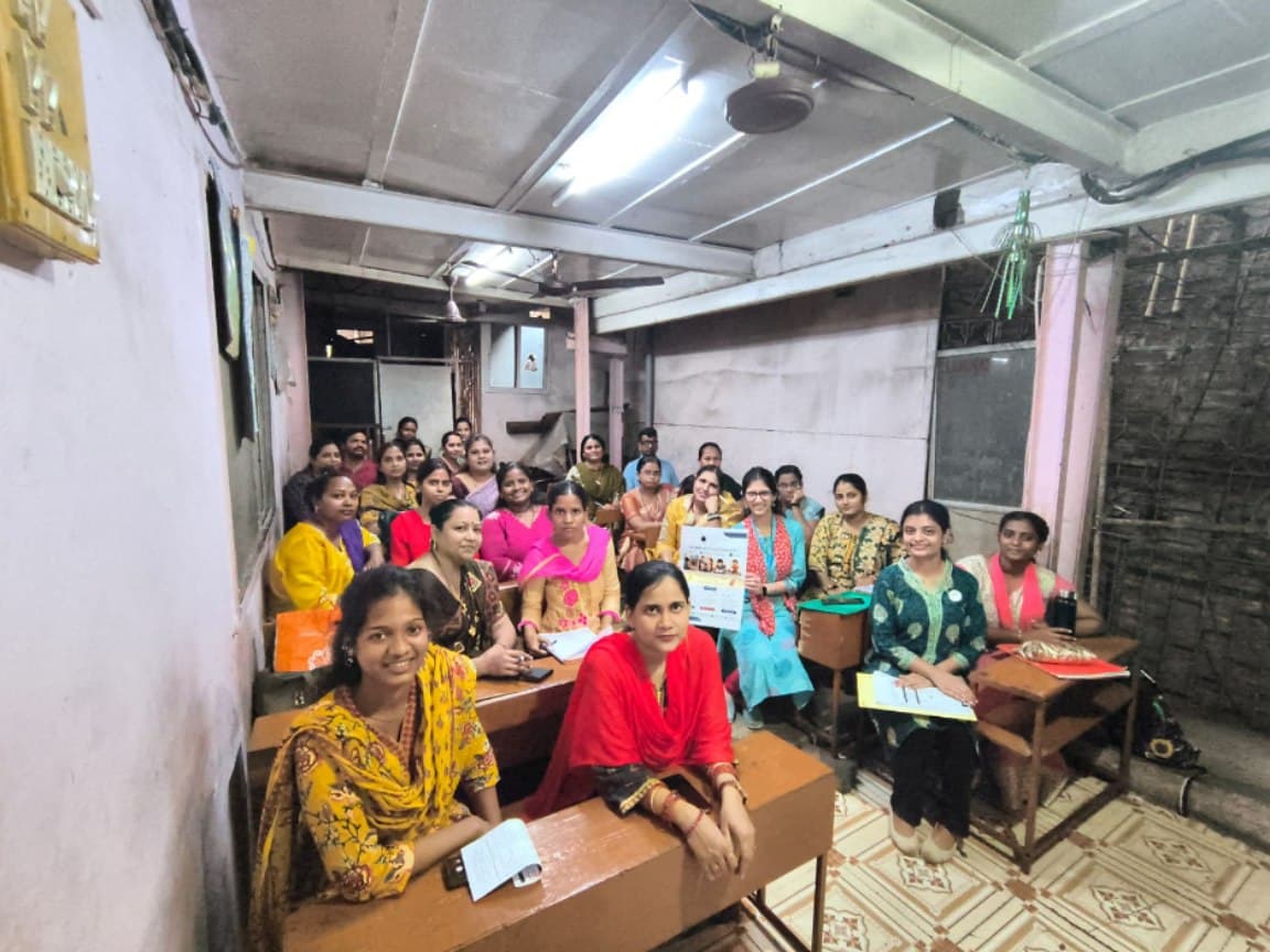 Teaching faculty of Suvidya School seated together during the IEC sensitisation visit